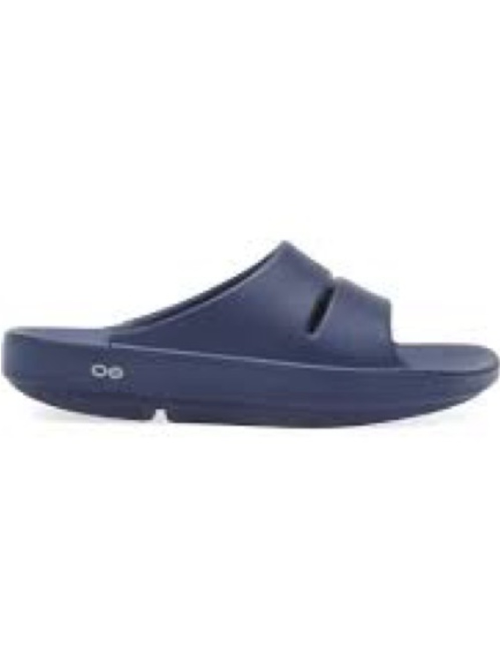 OOFOS navy blue OOahh recovery slides